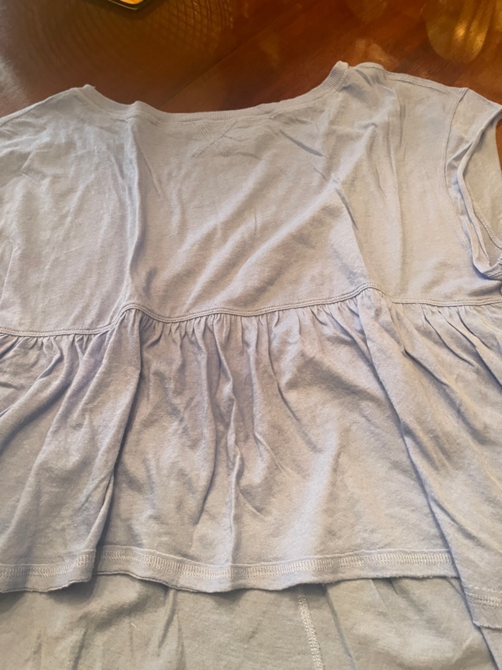 Free People Light Lavender Ruffle Short Sleeve Tee - Picture 2 of 5
